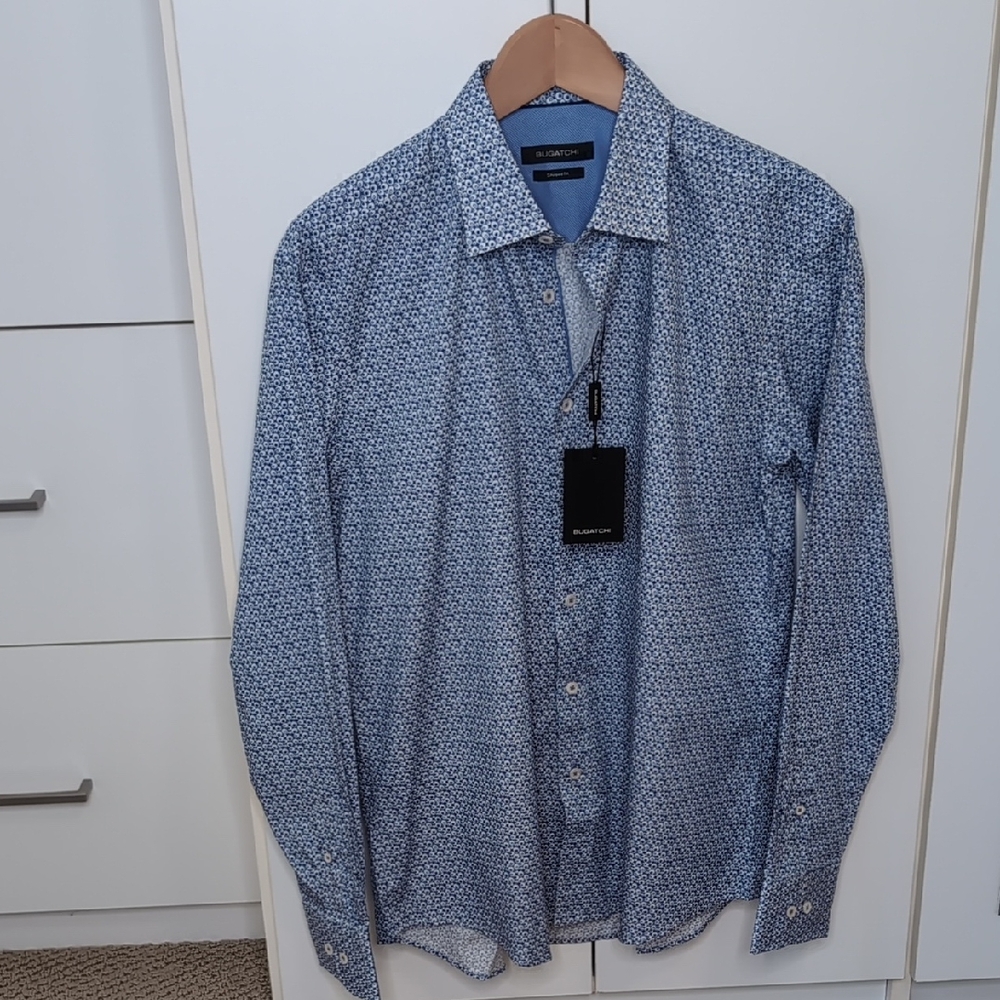 Bugatchi NWT Geometric All Over Print Dress Shirt Men's M